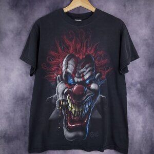 Vintage Y2K 00s Exile evil cigar smoking gangster clown faded black shirt